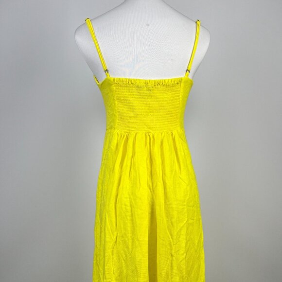NWOT Farm Rio Linen Blend Yellow Sleeveless Midi Dress Size S - Picture 9 of 13